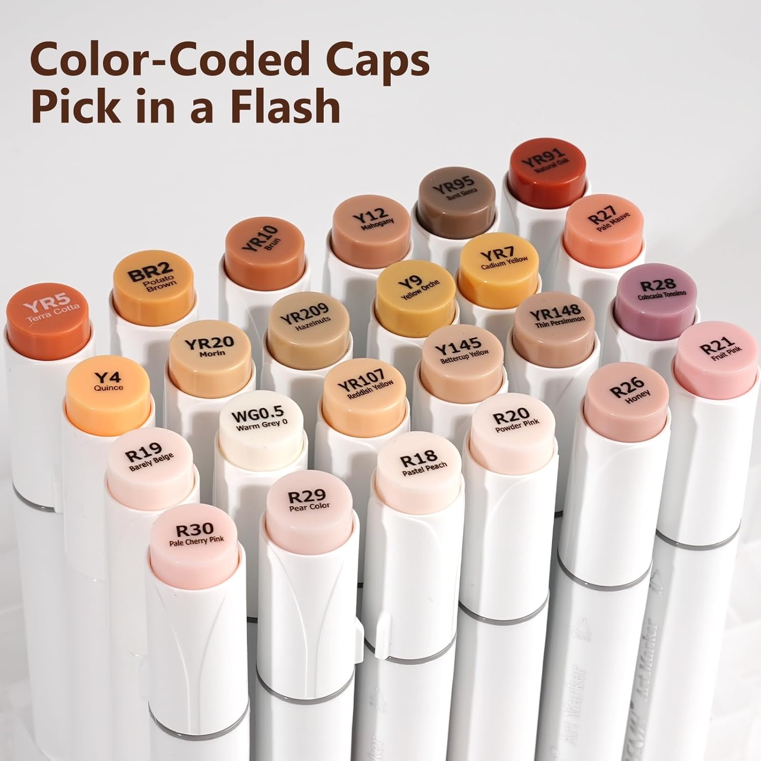 SFAIH Skin Tone Alcohol Markers Brush & Chisel - 25 Portrait Color Permanent Markers for Adults/Teen/Artists/Creators, Blendable Art Markers for Coloring Sketch & Drawing & Illustration-Refillable Ink