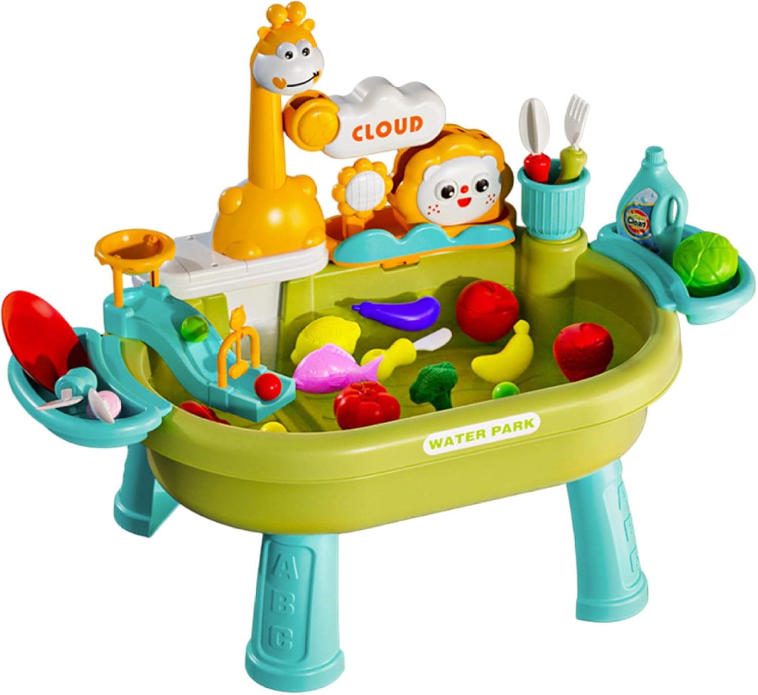 Toddler Water Table, Kids Water Play Table with Electric Pump & Detachable Legs, Play Sink Toy for Outdoor Sensory Fun, Green