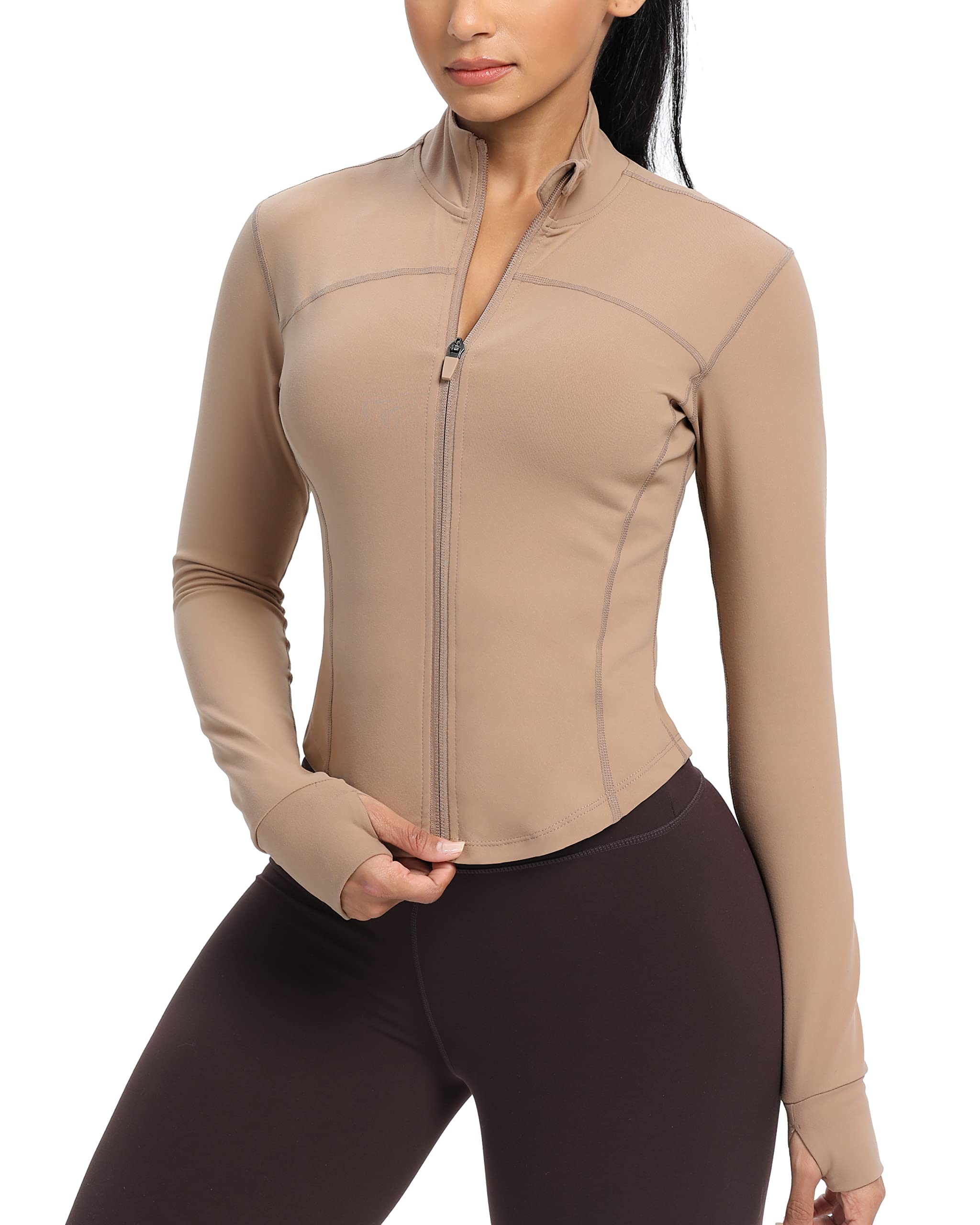 GYM RAINBOW Womens Zip Up Workout Jakcets Lightweight Slim Fit Running Athletic Jackets with Thumb Holes