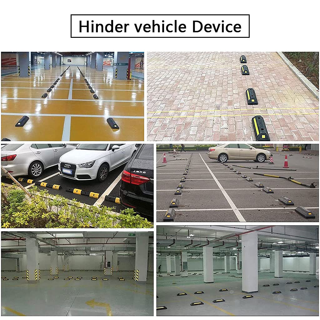 2 Fermapneumatici Per Garage - Gomma, 60x12x10 Cm, Con Strisce Riflettenti, Per Parcheggio Preciso - Foto 6