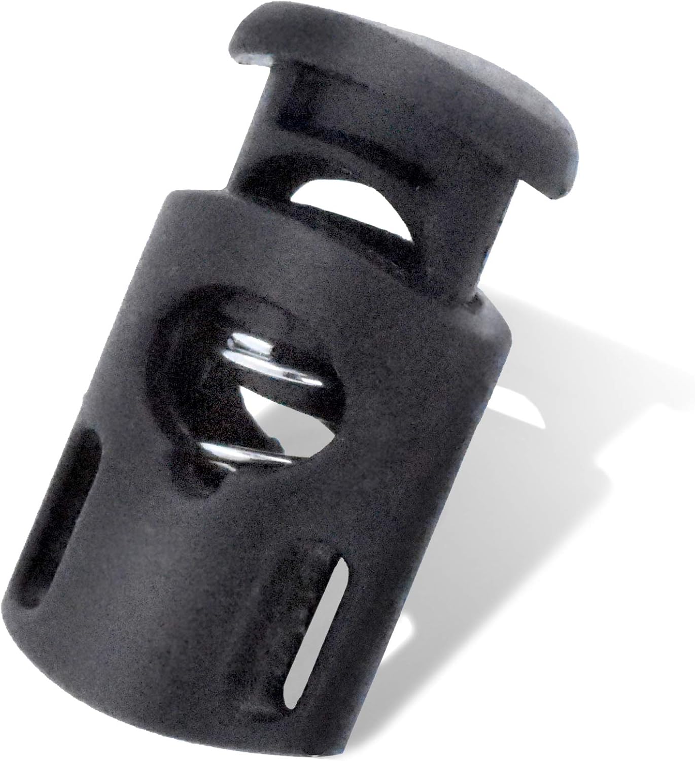 Mandala Crafts Black Spring Cord Locks Barrel Single Hole Toggles for Drawstrings Clamps - 100 Barrel Plastic Cord Stoppers Drawstring Clips Locking Ends for Paracord Shoelace - Image 6