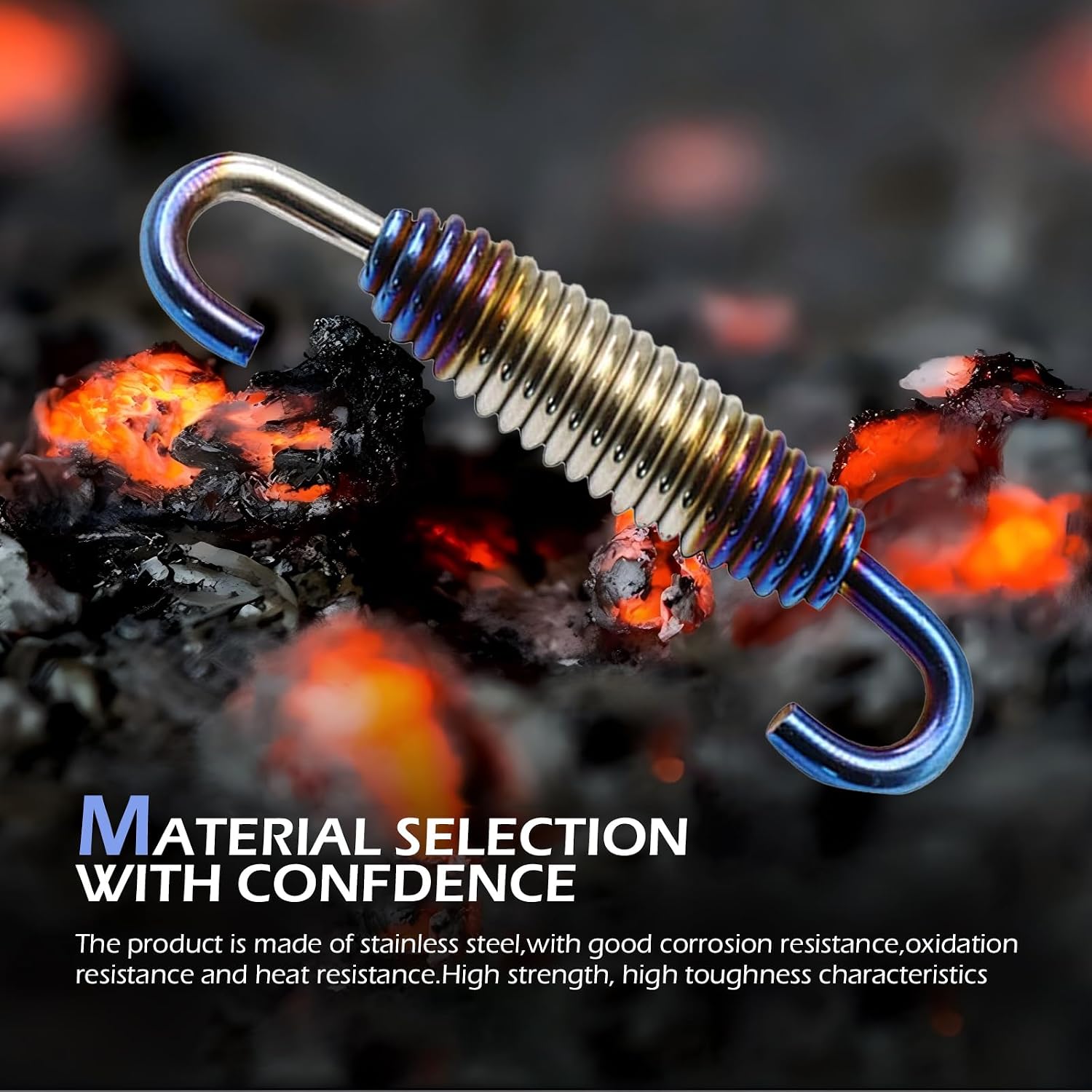 2 PCS Motorcycle Exhaust Springs, Stainless Steel Motorcycle Exhaust Muffler Pipe Spring Hooks, 40 mm - 60 mm Exhaust Spring Kit for Motorbike, Scooters, ATVs (Half Blue)