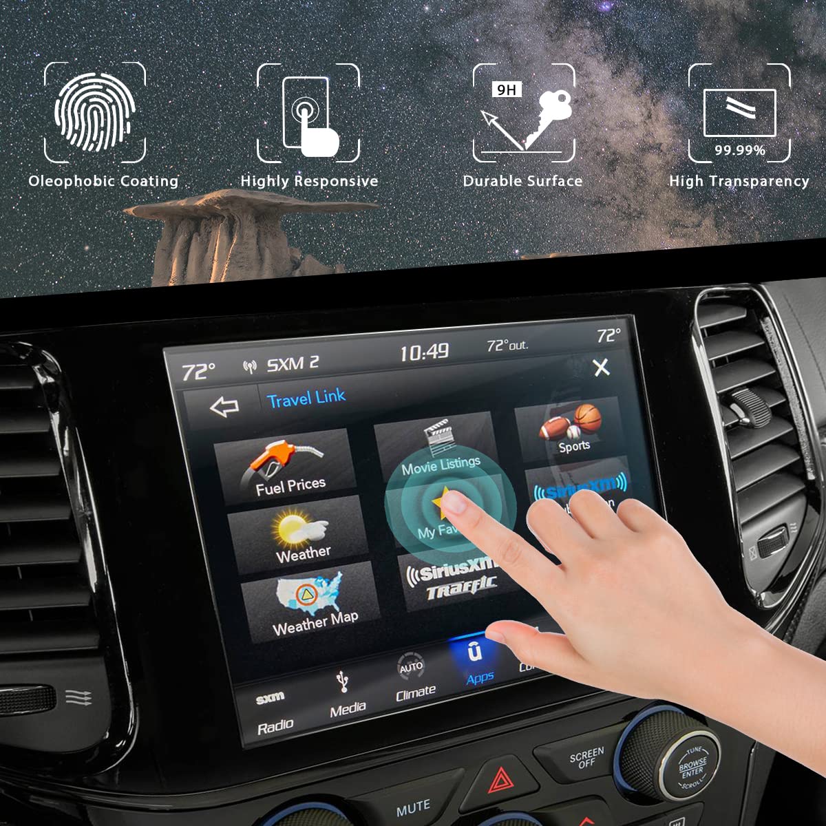 INTGET 10.1 Inch Navigation Screen Protector for Jeep Grand Cherokee L Accessories 2022 2021 for Dodge Durango Accessories Premium Tempered Glass Center Control Touch Screen Protective Film