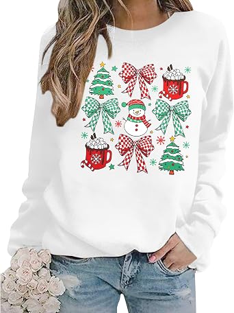 LUKYCILD Sleigh Sweatshirt Women Sleigh Girl Sweatshirt Casual Shirt Funny Long Sleeve Shirt