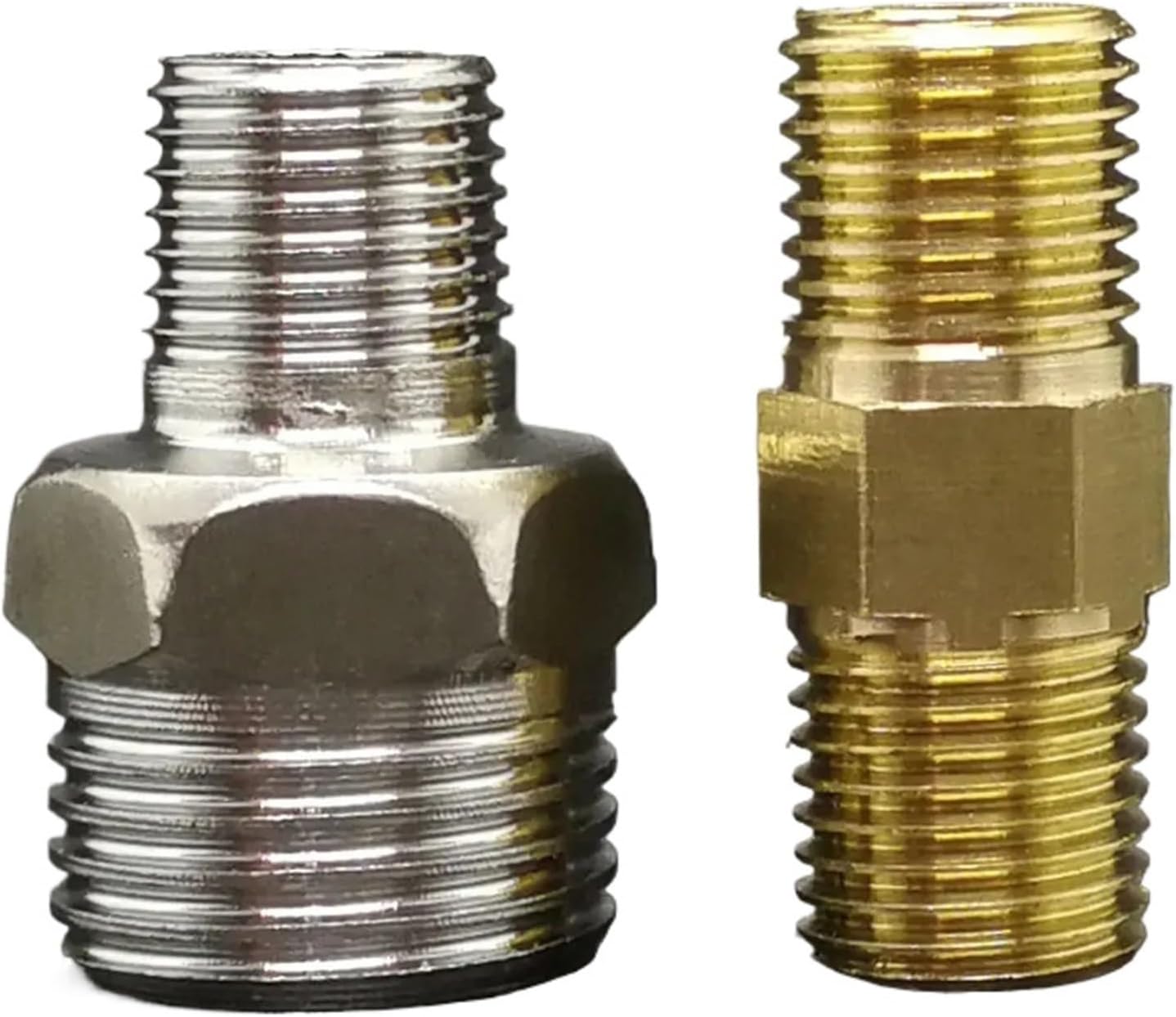 Brass Pipe Hex Nipple Fitting Quick Coupler Adapter 1/8 1/4 3/8 1/2 Male To Male Thread Reducer Water Oil Gas Connector(DN8-DN10 BSP SS201)