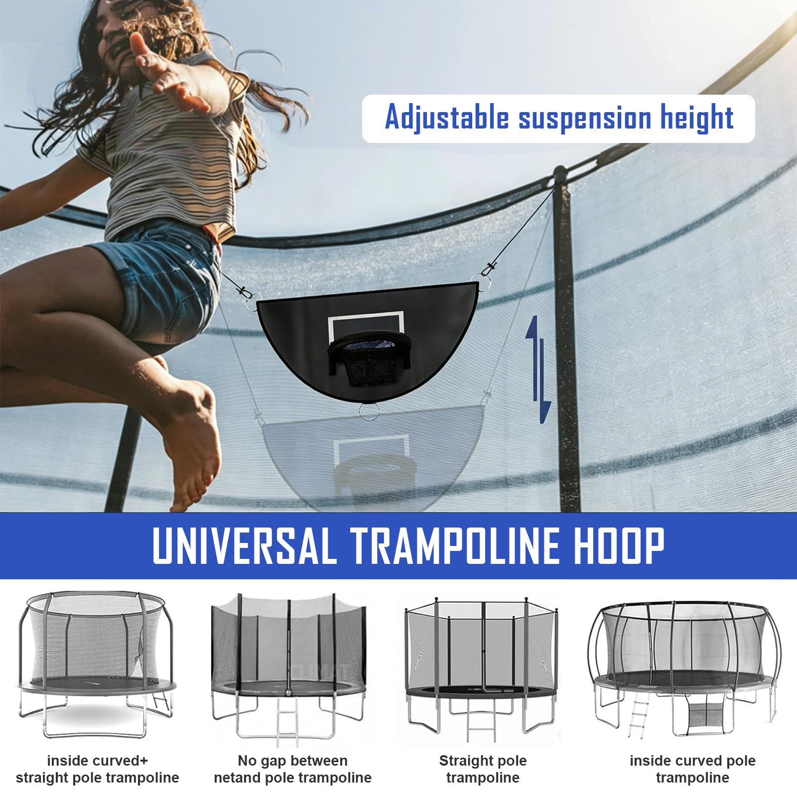 MeYuxg Trampolin Basketballkorb Set,Mini Basketballkorb Abreißrand zum Eintauchen Wasserdicht Basketballkorb Trampolin Outdoor mit 3 Mini Basketbällen,Trampolin Zubehör für Kinder Erwachsene