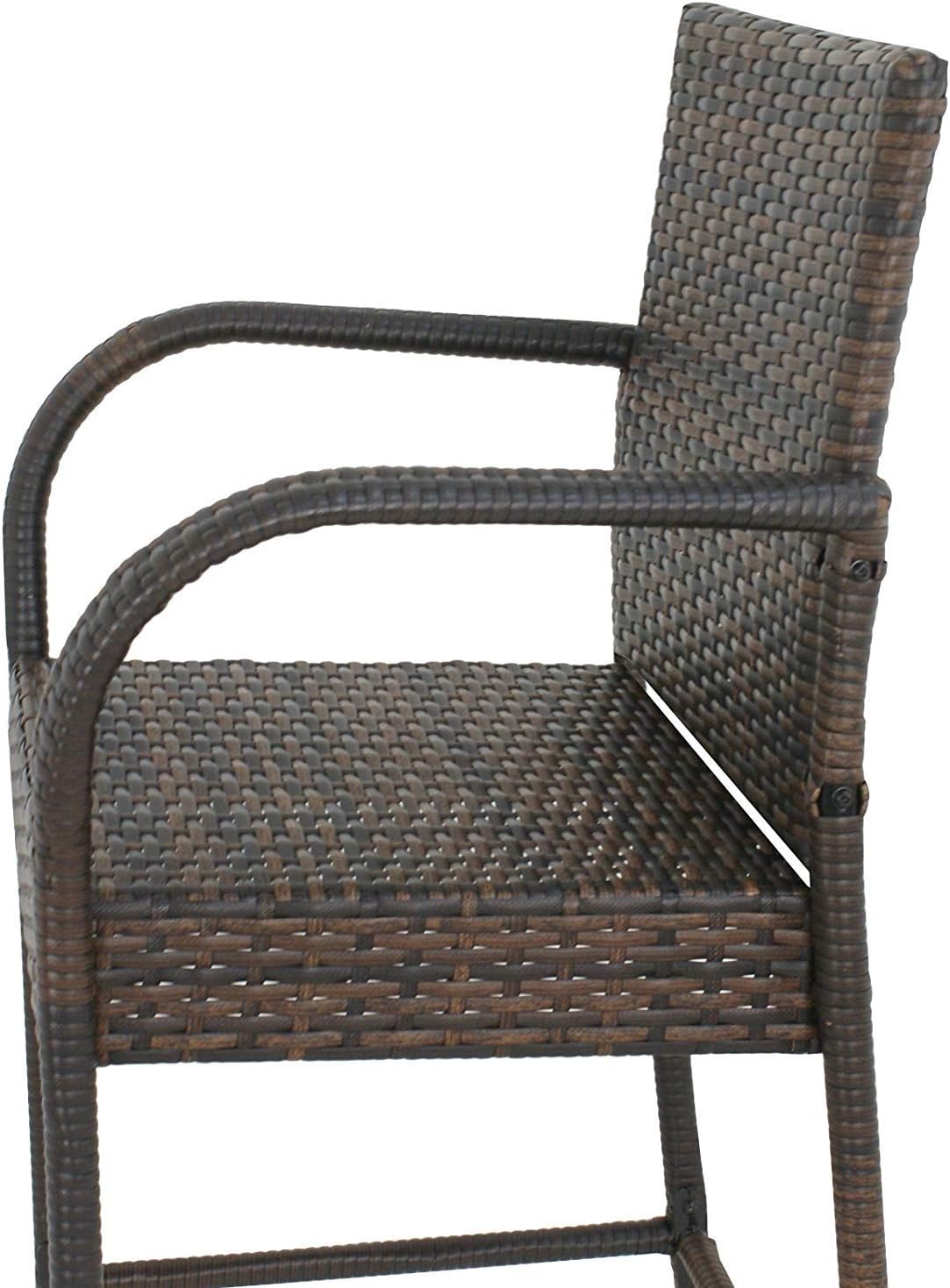 ZenStyle Set of 2 Rattan Style Barstool Brown Wicker Patio Bar Stool Indoor Outdoor with Footrest & Armrest