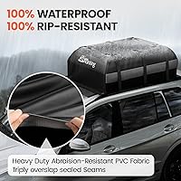 Vista 3 de Asinking Bolsa de carga para techo de automóvil, 100% impermeable, resistente, portaequipajes de techo de automóvil, 15 pies cúbicos, se adapta a