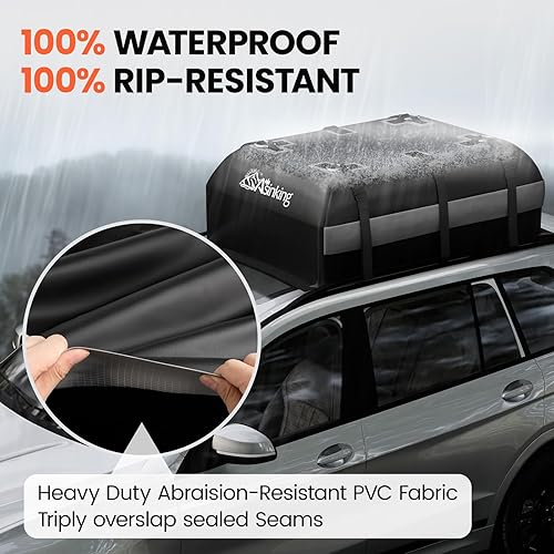 Miniatura 3 de Asinking Bolsa de carga para techo de automóvil, 100% impermeable, resistente, portaequipajes de techo de automóvil, 21 pies cúbicos, se adapta a