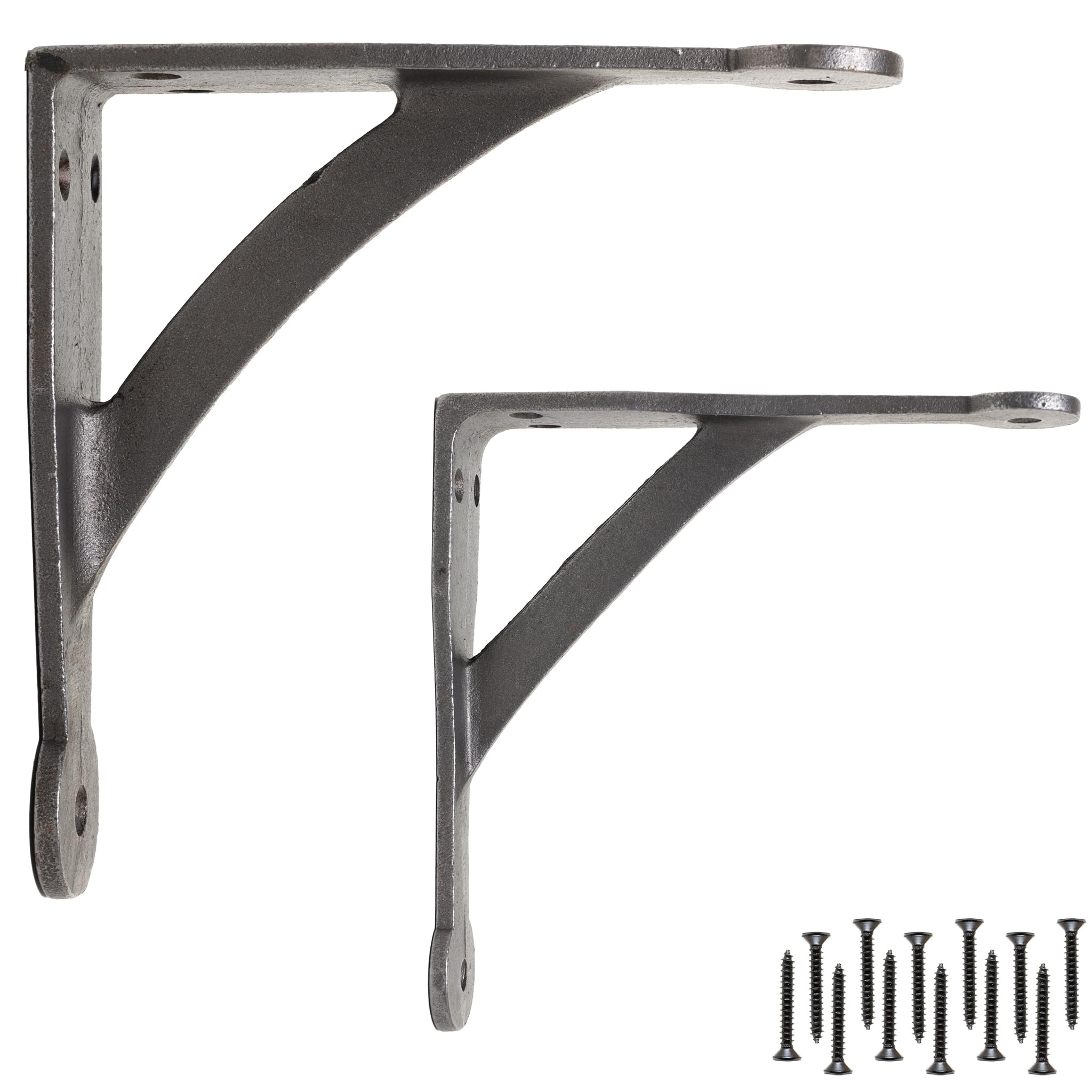 EDUWURXS Industrial Cast Iron Penny Gallow Shelving Brackets Pack of 2 6X6 Heavy Duty Wall Brackets for Shelves, Kitchen Shelves, Living Room, Additional