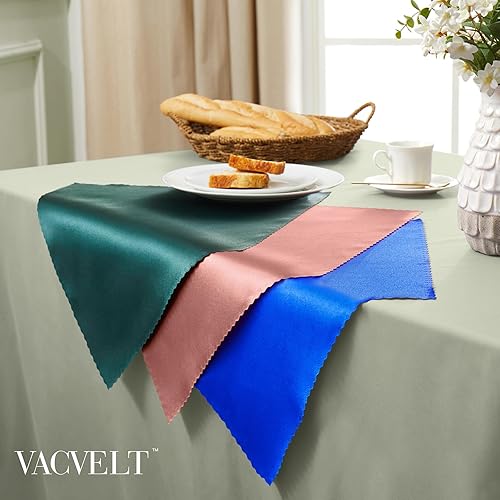 Miniatura 4 de VACVELT Paquete de 12 servilletas de satén de color oro rosa de 17 x 17 pulgadas, servilletas de cena elegantes festoneadas, servilletas de mesa