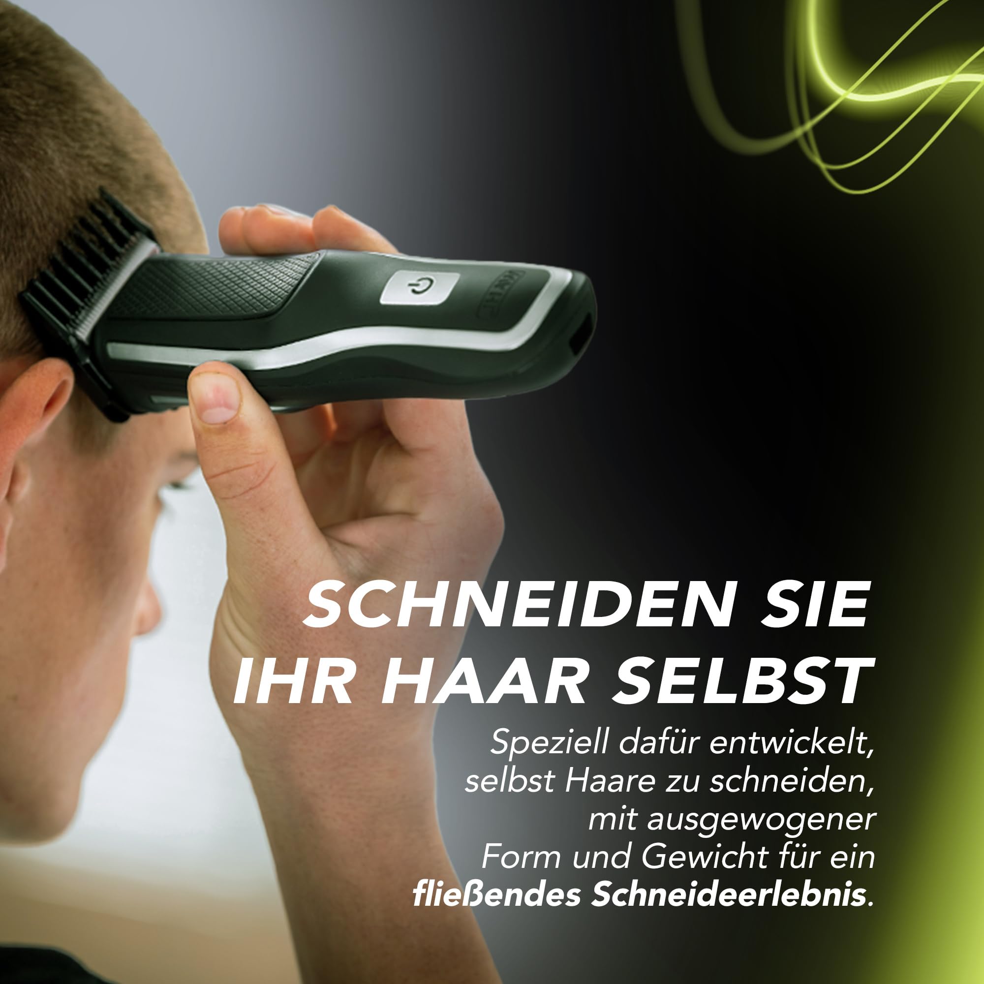 WAHL Self Clip 360 - Kit tagliacapelli senza fili, 10 pettini, ricarica USB, batteria a lunga durata, per uso domestico, set di taglio lavabile, buona presa, molto leggero