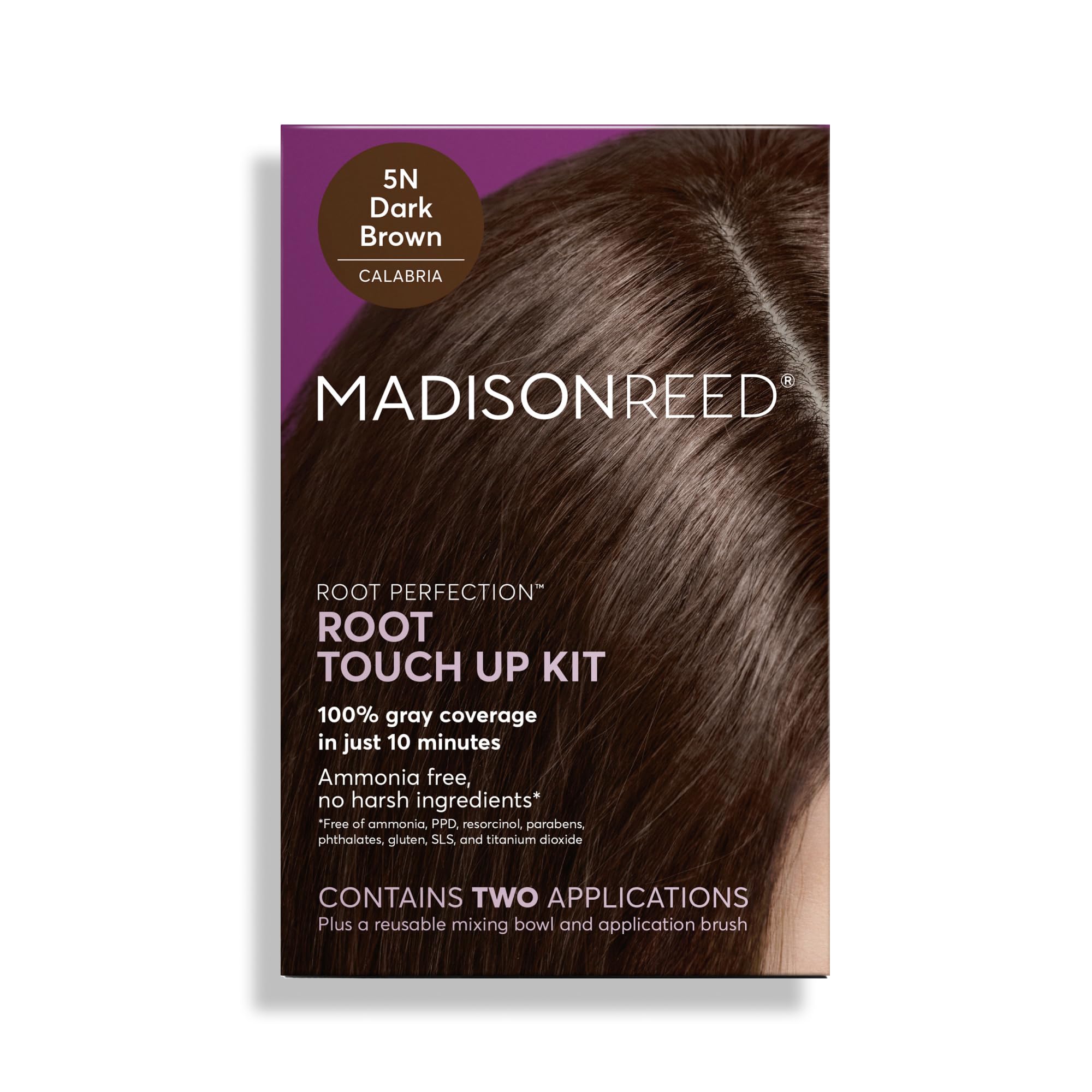 Madison Reed Root Perfection Permanent Root Touch Up, Dark Brown 5N Calabria, 10 Minutes for 100% Gray Root Coverage, Ammonia-Free Hair Dye, Two Applications