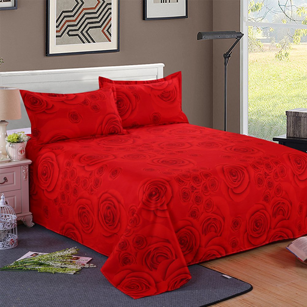 Drap de lit feuilles imprimées haut de gamme 220x230cm style jardin