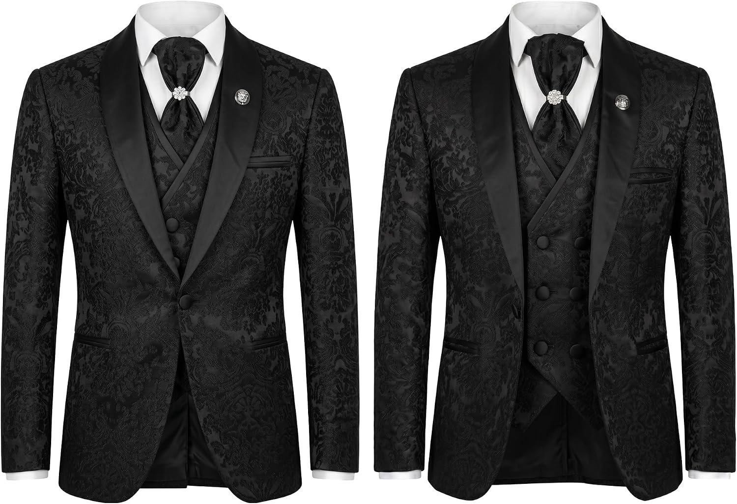 SIRRI Boys Floral Paisley Tuxedo Dinner Suit, 5 Piece Set for Pageboy Weddings & All Special Occasions
