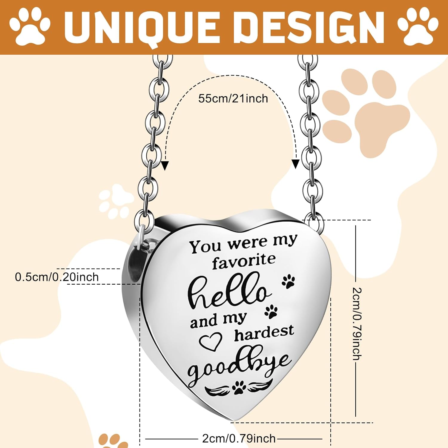 Yinkin 2 Pcs Pet Cremation Jewelry for Ashes Urn Necklace with Paw Print Heart, Pet Dog Necklace Stainless Steel Pendant Black and Silver Urn Locket with Funnel Kit for Dog Cat Ashes (Stylish) - Image 2