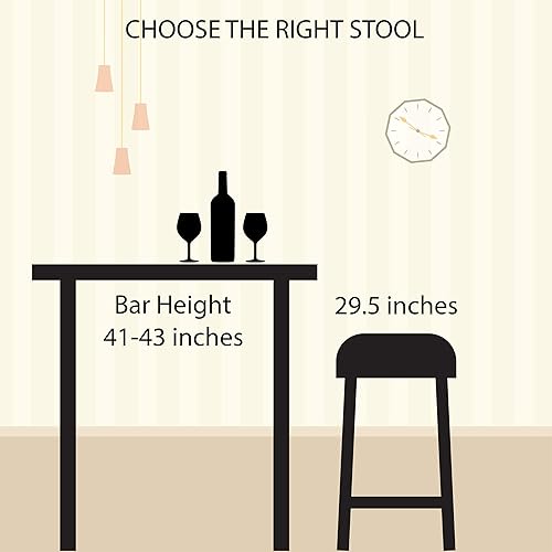 Miniatura 15 de Juego de 2 taburetes de bar – Taburetes de bar sin respaldo de 24 pulgadas de alto con patas de horquilla y asiento de madera para cocina, comedor o