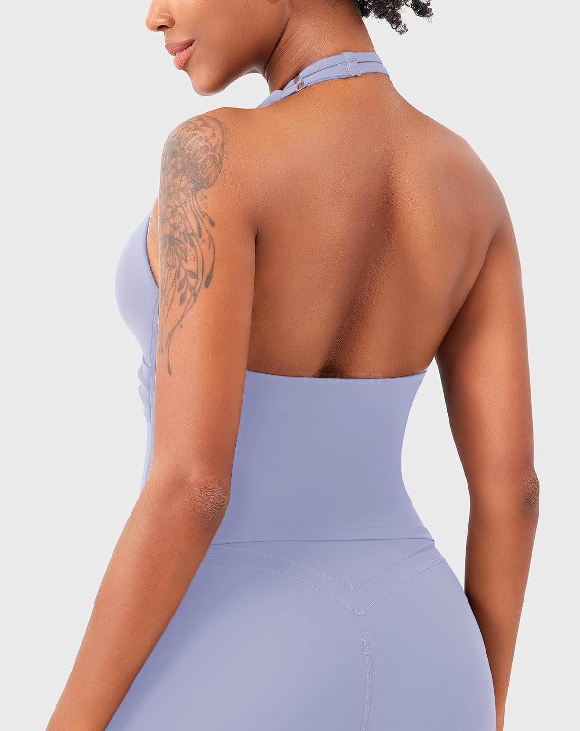 YEOREO Womens Halter Tank Tops Workout Impact Longline Strappy Top Padded Deep V Neck Wrap Gym Backless Bra Camisole