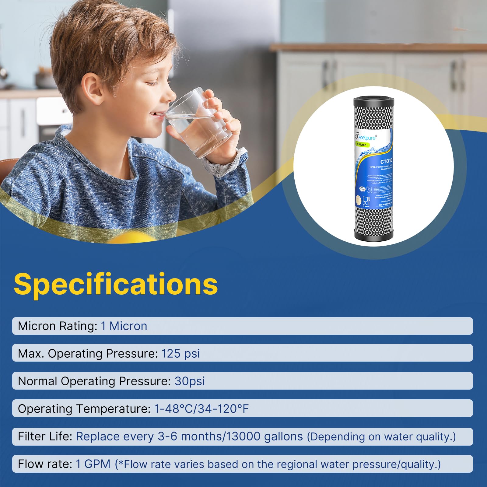 EXCELPURE Whole House Water Filter - 4 Pack -8