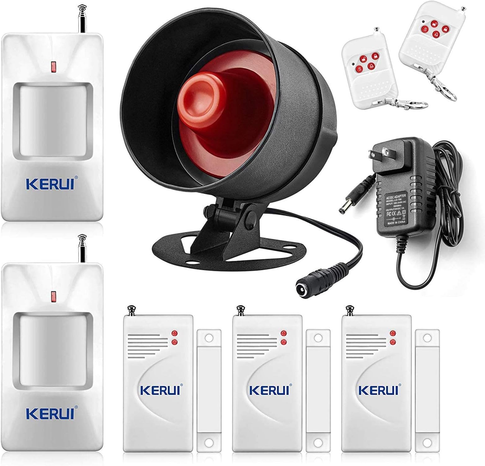 Home Office & Shop Security Alarm System - 110db, Wireless, AC Power, White/Black/Silver