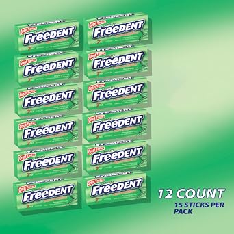 FREEDENT Peppermint Chewing Gum, 15 Stick (Pack of 12)