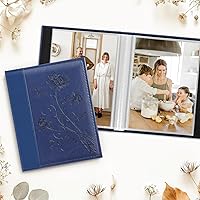 Vista 3 de Artmag Álbum de fotos de 5 x 7 pulgadas, páginas transparentes, con bolsillos, cubierta de piel, deslizante, libro de fotos con capacidad para 50