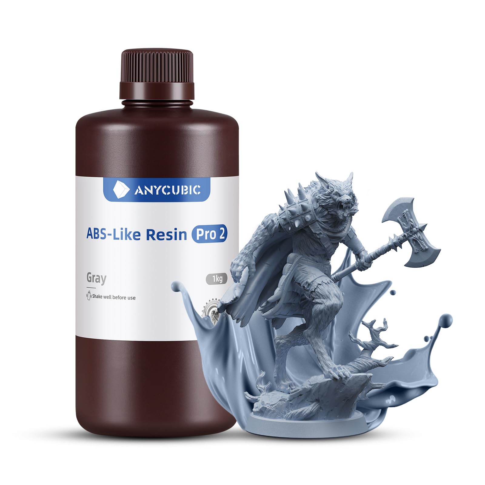 Resina ANYCUBIC ABS-Like 2.0 Per Stampanti 3D – 4 Kg, Alta Resistenza, Basso Odore, Compatibile LCD/DLP 405 Nm (grigio)
