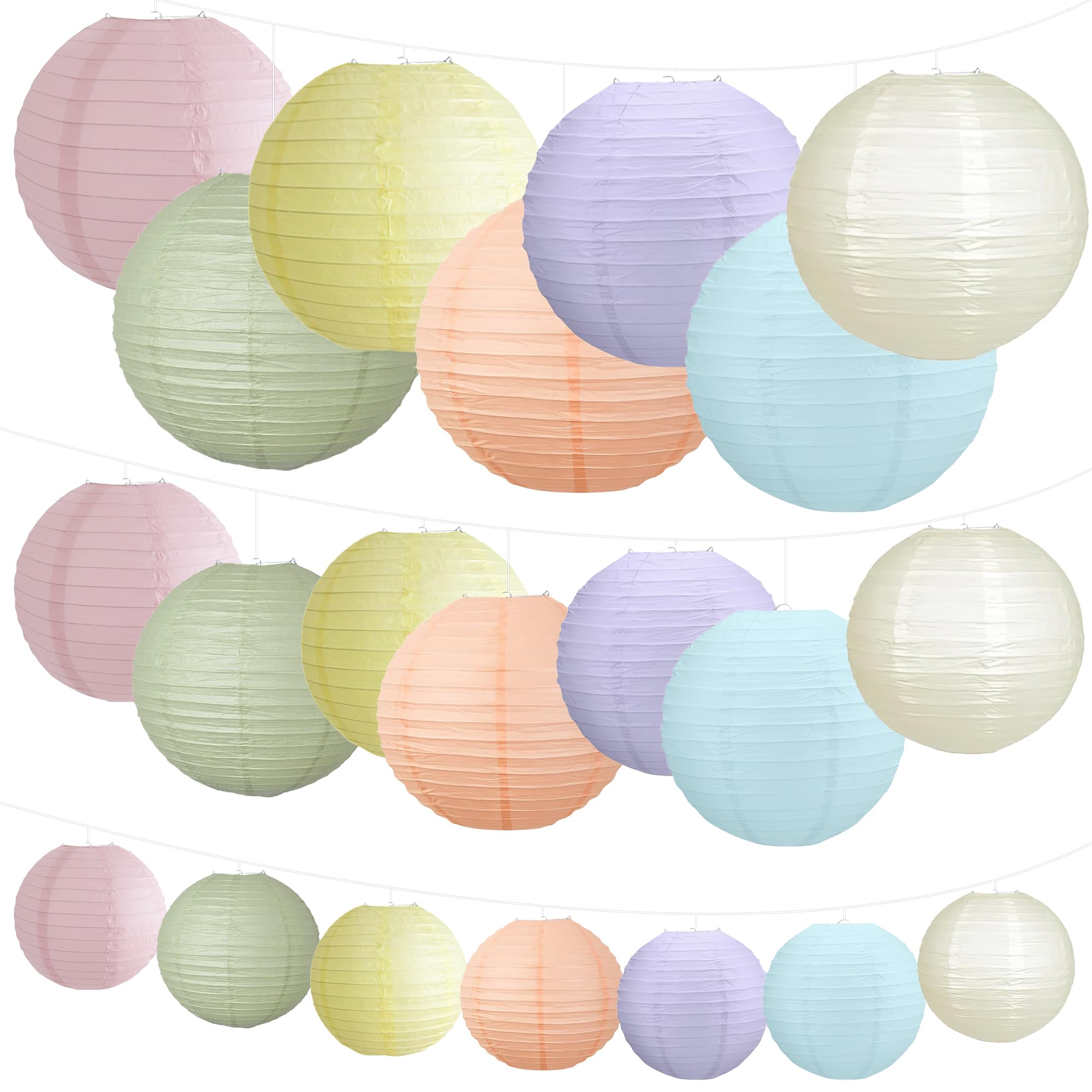 21Pcs Macaron-Color Paper Lantern Decorations for Wedding