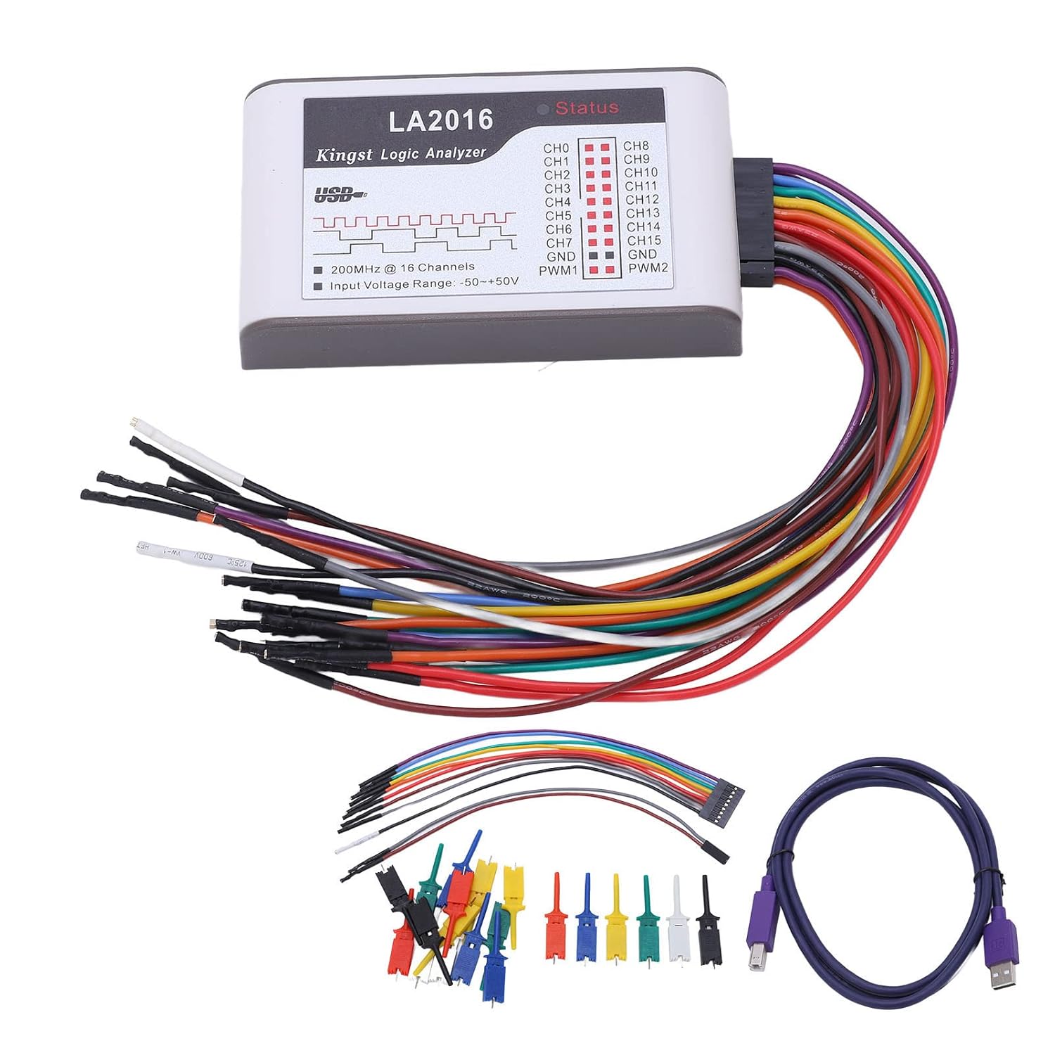 Logic Analyzer USB 16 Channels 200M Sampling Rate ‑50V to 50V