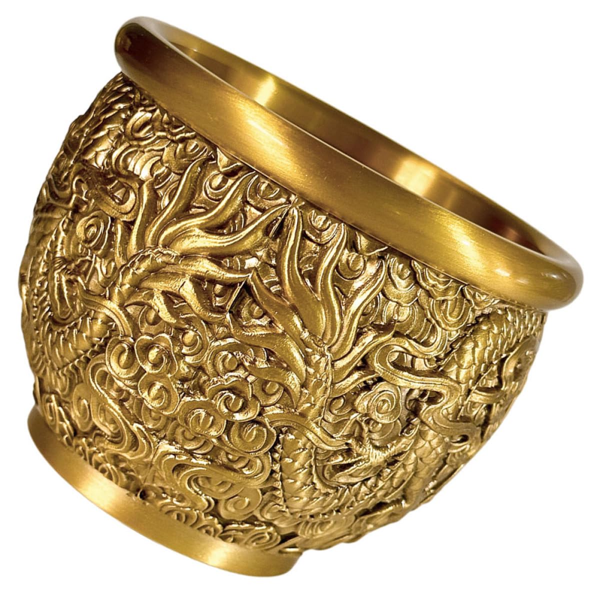 Cuenco de riqueza de latón dorado como adorno artístico para regalar en el hogar