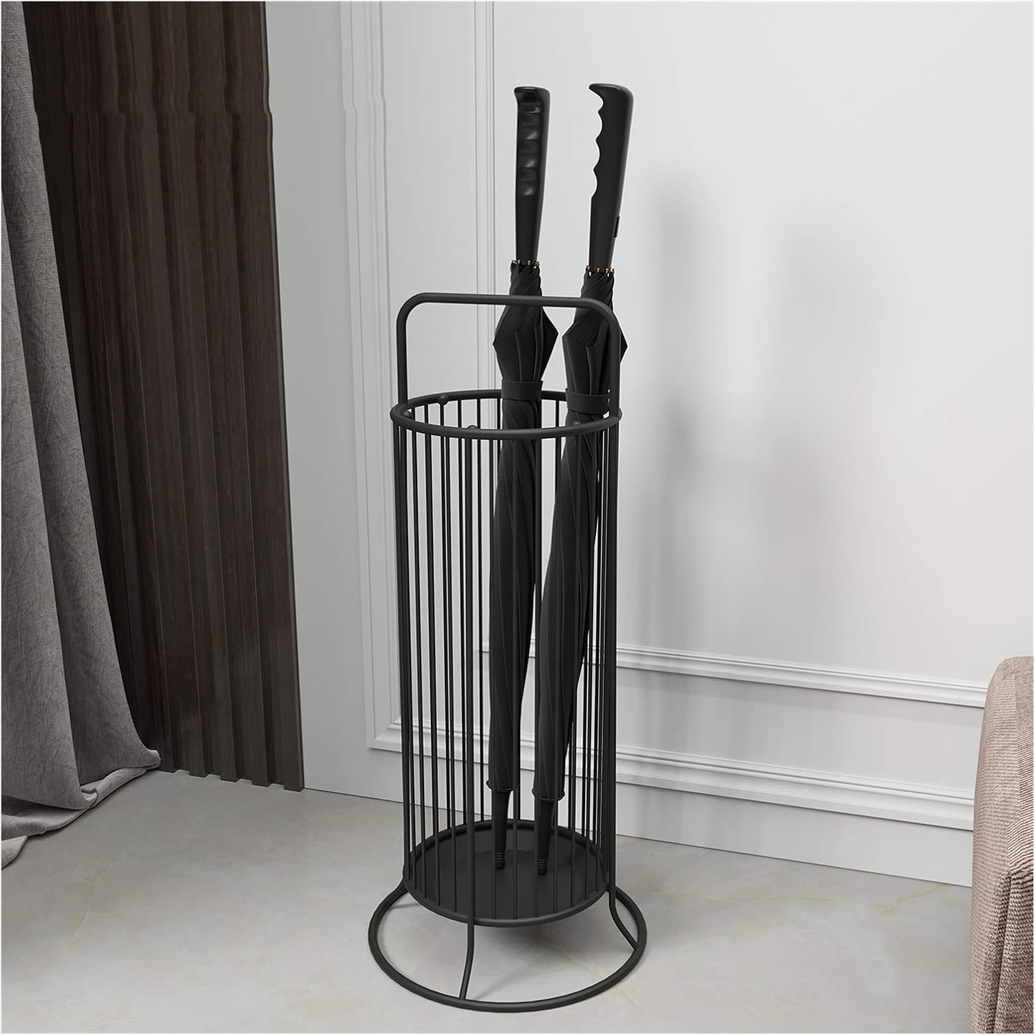 Black wrought iron umbrella stand Clearance