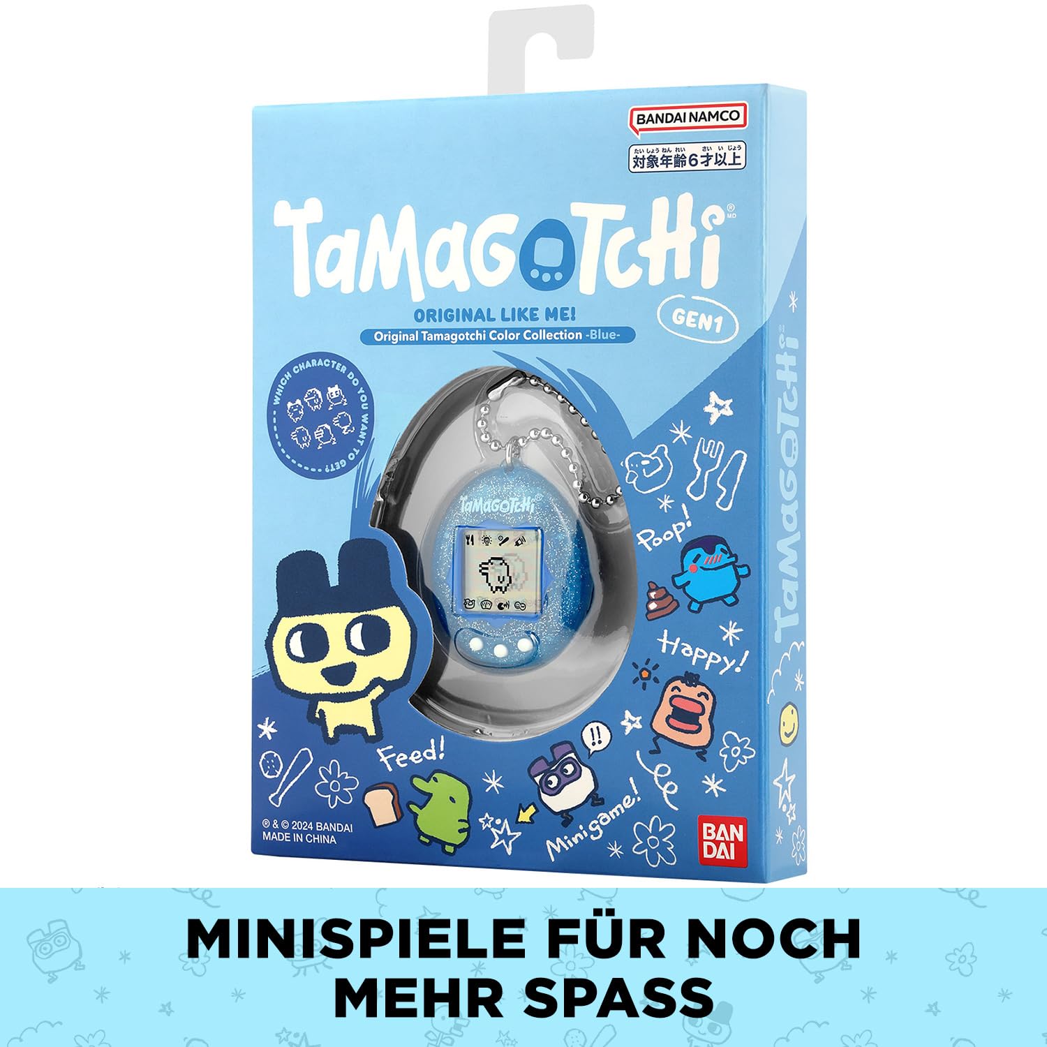Bandai - Original Tamagotchi Color Collection Blue - Elektronisches virtuelles Haustier mit Farbdisplay - Interaktives Spielzeug - Blaues Tamagotchi - Spielzeug Kinder ab 8 Jahren - 46009