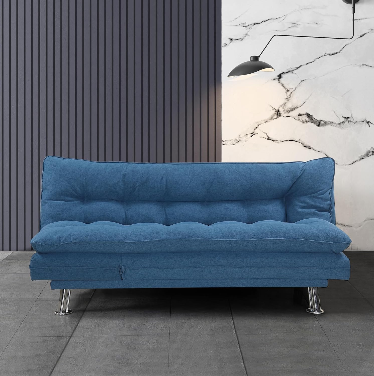 Karnak Home Amos Sofa Cum Bed I Sleeping Fabric Sofa I Three Seat Sofabed I Modern Design Living Room Sofa K-S208 Color (Blue)