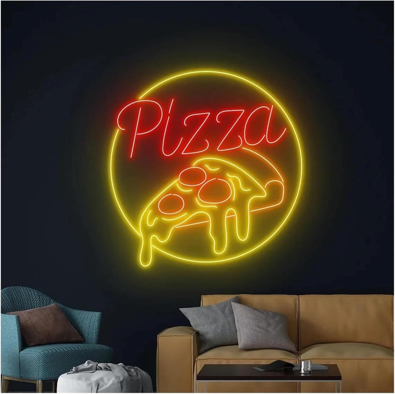 Lampada al neon con scritta "Pizza" dall'atmosfera rilassante, alimentata da, Luce, Decorazione murale