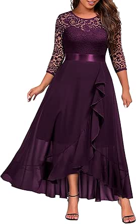 Women's Satin Lace Party Dress Miusol Dresses For Women MIOL Pl Contrast  Floral Lace Chiffon Ruffle Trim Wrap Hem Formal Dress P 11215737 Cat 1889  Plus Size Bridesmaid Dress Champagne Satin Dress