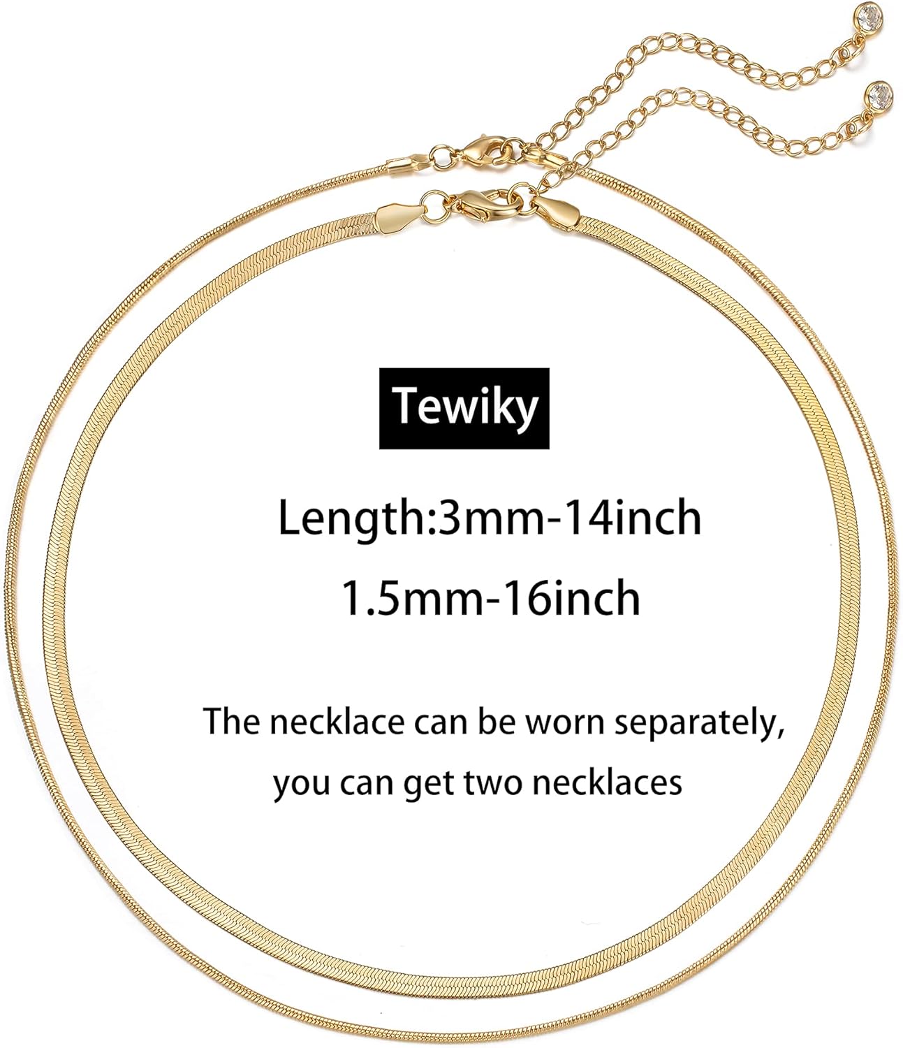 Tewiky Layered Necklaces for Women Non Tarnish- Chunky 14k Gold Plated Herringbone/Snake/Rope/Box/Cuban Link Chain for Women Waterproof Layering Stack Choker Necklace Trendy Dainty Tarnish Free Jewelry Set - Image 8