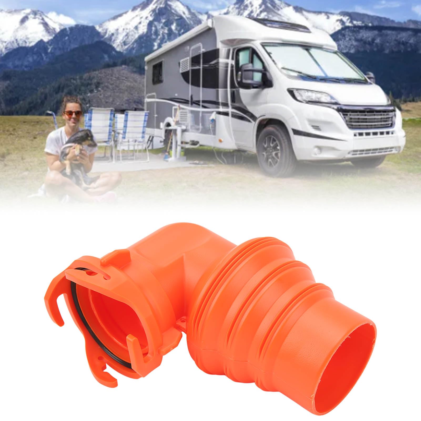 BORDSTRACT Gomito Per Tubo Fognario Per Camper, Raccordo Girevole a 90 Gradi con Coperchio Per Una Facile Installazione su Yacht E Camper