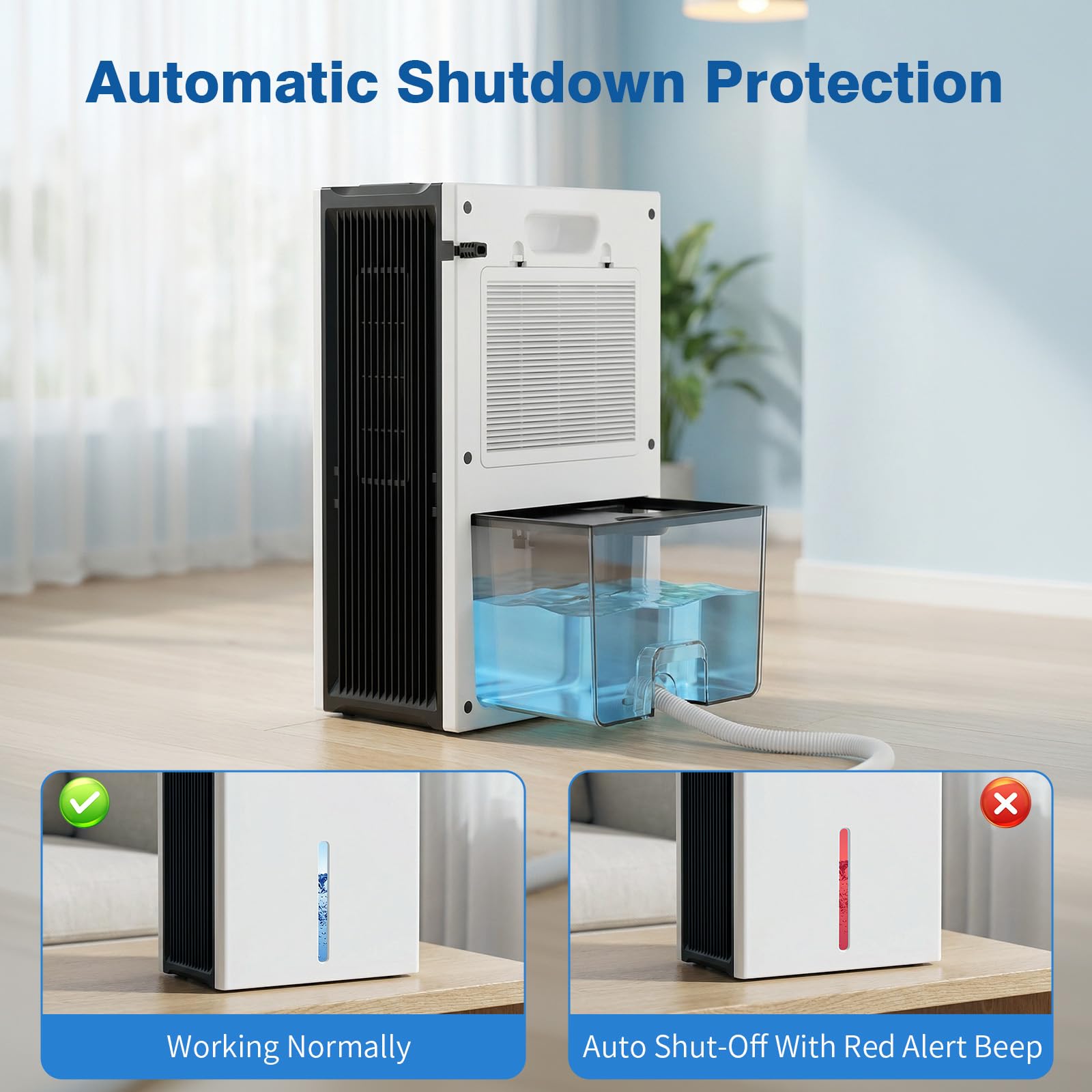 Deumidificatore elettrico, silenzioso, 2800 ml, con sbrinamento automatico, timer e display LED, 7 colori, assorbitore di umidità per casa, guardaroba e ripostiglio (Bianco)