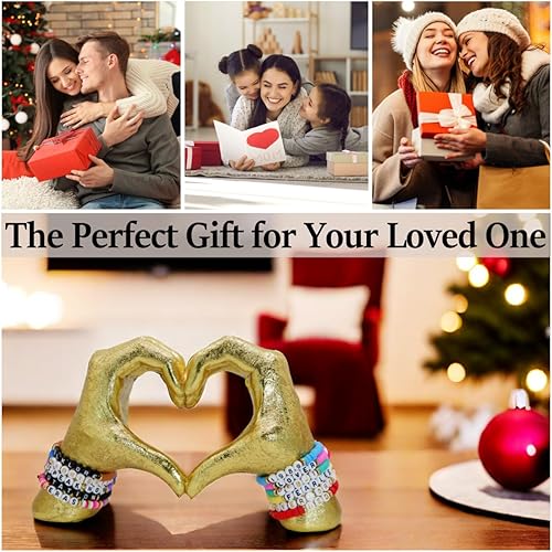 Miniatura 7 de DECOUE Decoración dorada, estatua de manos de corazón, decoración de sala de estar, dormitorio, esculturas modernas de gestos para el hogar,