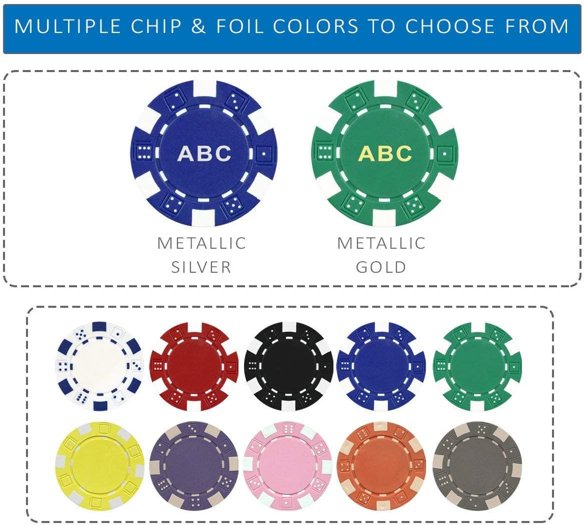 DA VINCI Custom Poker Chips Monogrammed with 3 Initials Printed on the Chips. Includes Personalized 11.5 Gram Chips