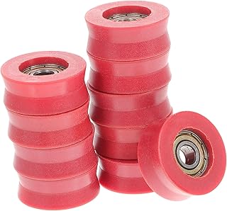 ULTECHNOVO 10pcs U Groove Roller Bearing Sliding Door Rollers Drawer Rollers Barn Door Rollers Cabinet Roller Wheels Bearing Roller Wheel Small Bearings Door Sliding Wheels Pulley Wheel Red