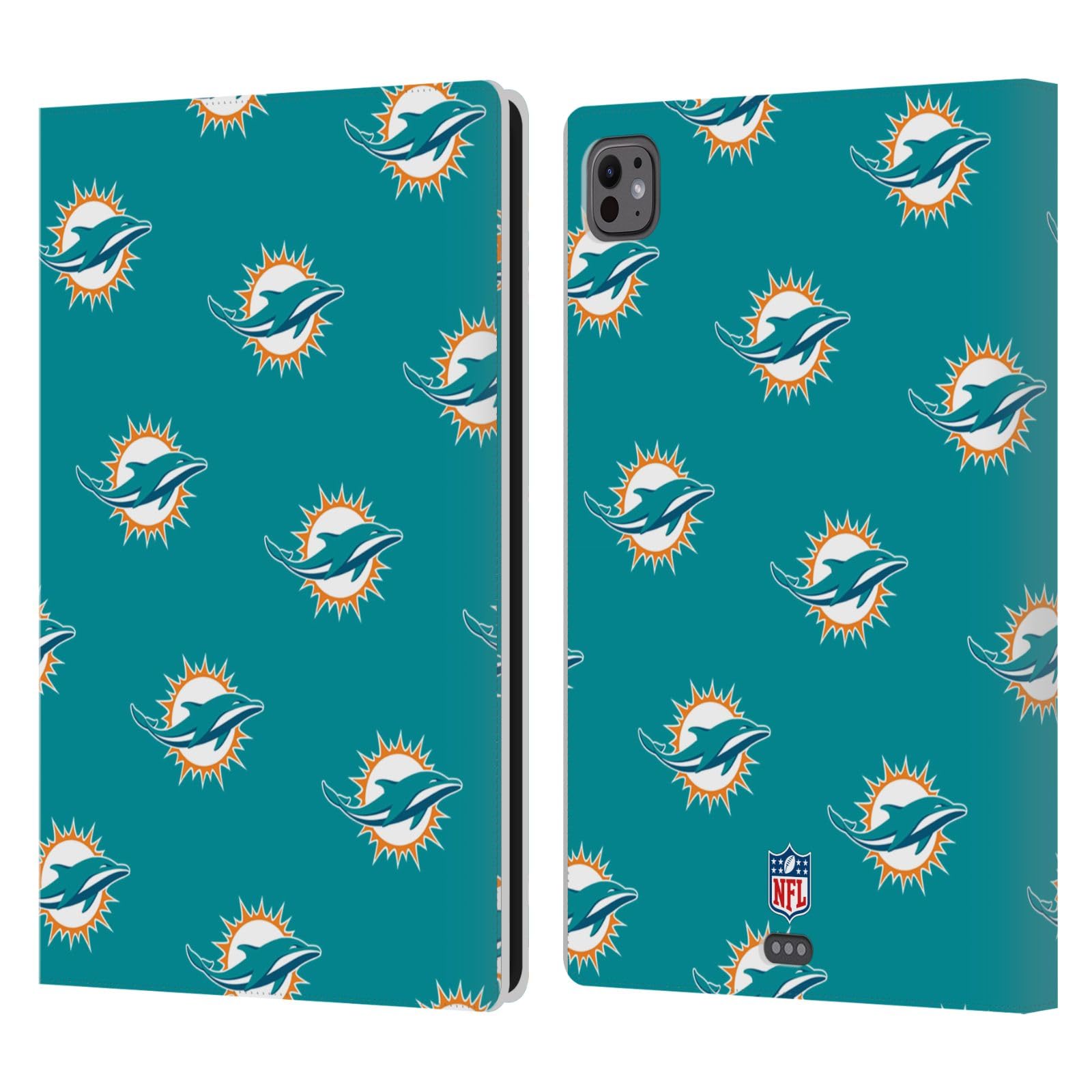 Coque iPad Pro 11 M4 Miami Dolphins en cuir haute finition NFL