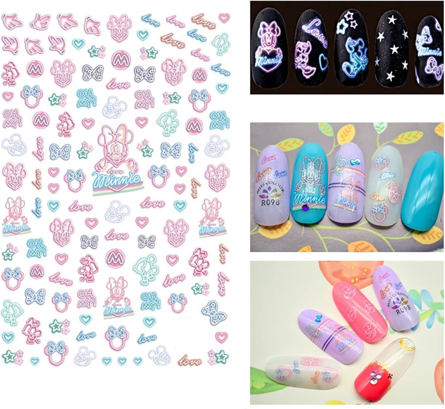 WZRY Nail Sticker, Cute Manicure Smile Face Back Glue Decals 8 Sheet Nail Art Stickers (Color : 8 Sheet) : Beauty & Personal Care