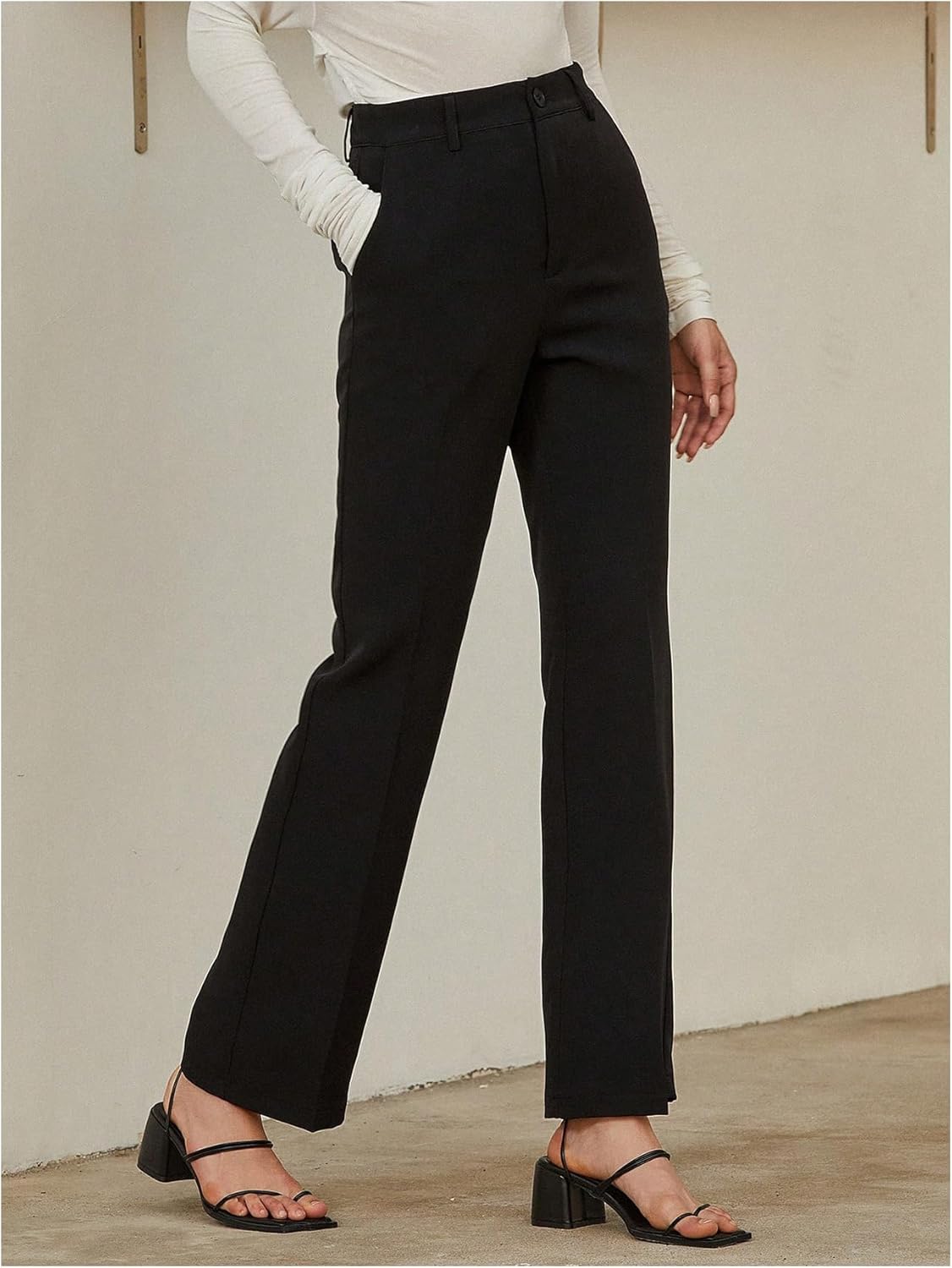 GORGLITTER Women's High Waisted Business Casual Work Trousers Dress Pants Dressy Office Straight Leg Slacks Pants Trendy - Image 5