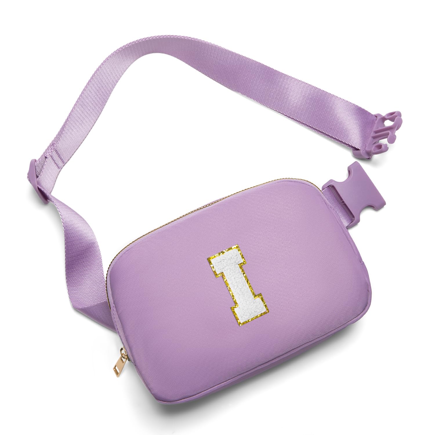 Gitus Birthday Gifts for 8 9 10 11 12 13 Year Old Girls Personalized Fanny Pack Crossbody Bags with Initial Letter Patch Belt Bag for Teen Girls Cute Trendy Stuff Travel Essentials (Lavender-I)