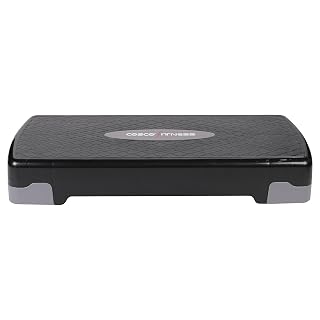 Cosco Aerobic Steps For Men & Women (Black & Grey, Free Size - Height Adjustable) | Material - Plastic | Aerobic Step | Exercise Stepper For Home | Small Aerobic Step | Professional Aerobic Step