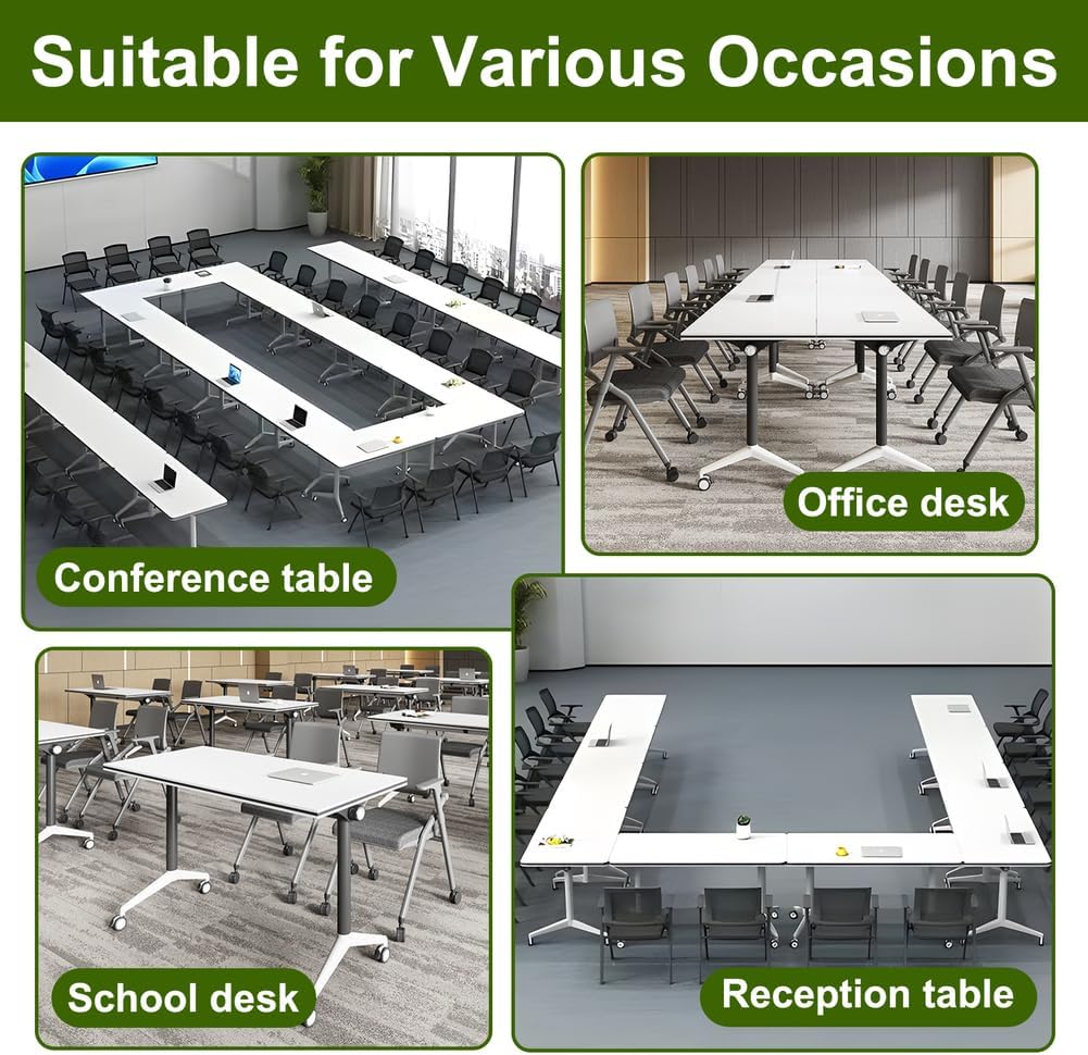 Conference Room Table, Folding Conference Table with Wheels, Large Mobile Seminar Desk, for Office Classroom Meeting Training, Modular Spliced ​​& Combined,1pack,47x20x30 Inch