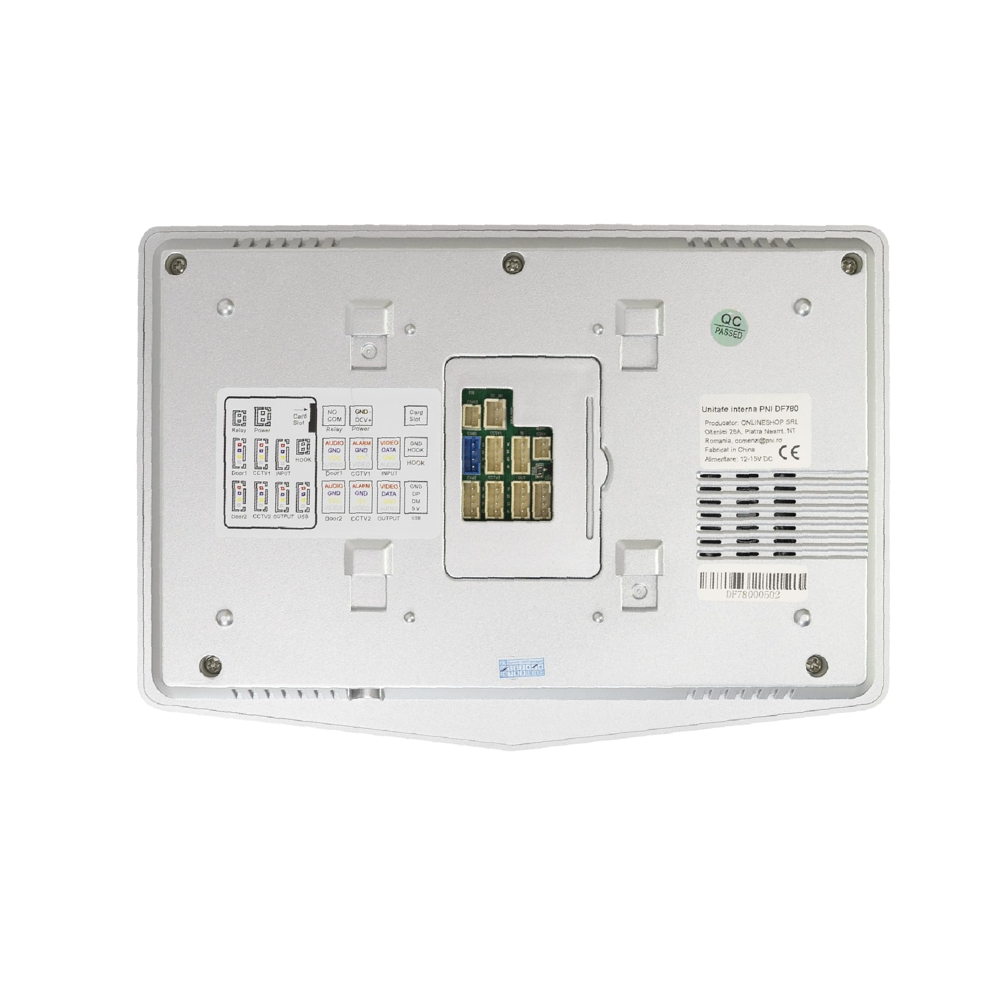 PNI DF780 1 Monitor Videocitofono System, 7" 1080p Touch Screen, Slot per schede, IP65 Supports Serial Connection o 4 Monitor, 2 Unità Esterne e 2 Telecamere CCTV