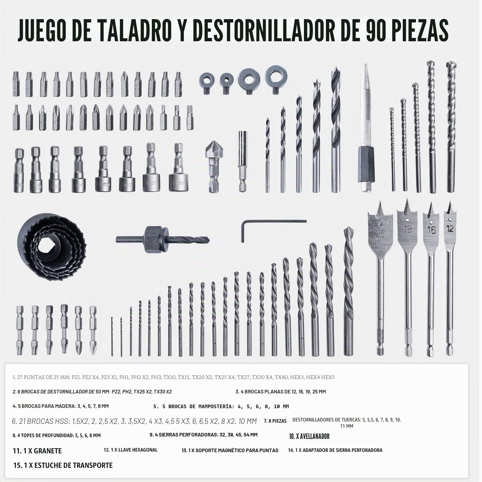 Greenworks Puntas de taladro y destornillador Greenworks (juego completo de 90 piezas de puntas para taladros y destornilladores inalámbricos)