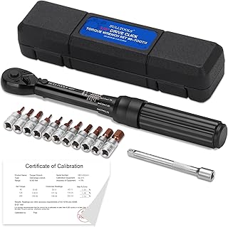 BULLTOOLS 1/4 Inch Drive Click Torque Wrench Set, 90-tooth Bike Torque Wrench 2.26-22.6Nm/20-200In.lb Dual-Direction Inch Pound Torque Wrench, TW08-01